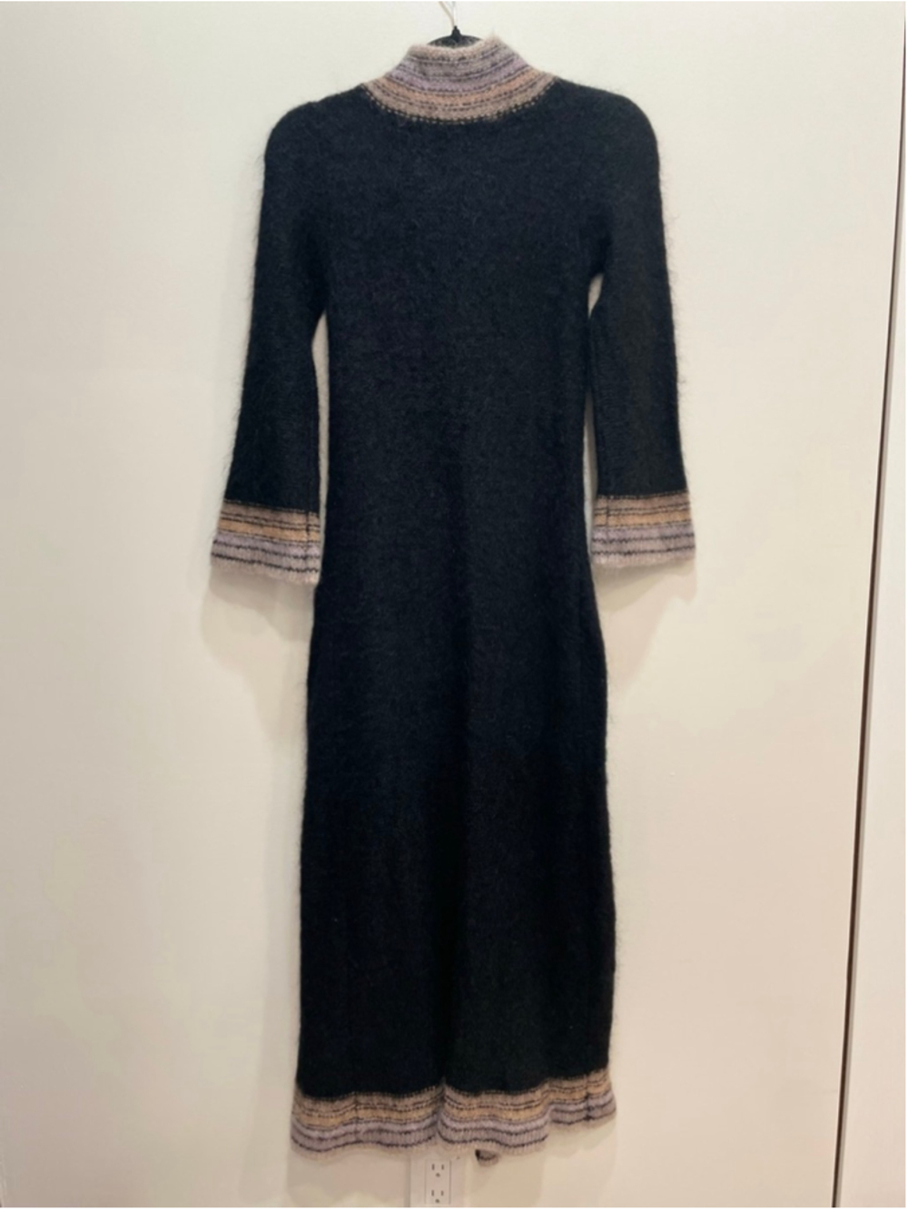 VTG 70s Renee Tener Outlander Long Duster Knit Jacket Festival Fairy Grunge Goth - Picture 6 of 8
